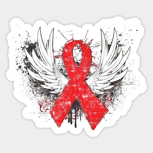 Winged Red Ribbon - World AIDS Day Sticker by wheedesign